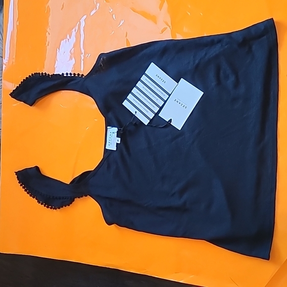 Sezane Tops Sezane Lys Black Linen Flutter Sleeves Tank Top Poshmark